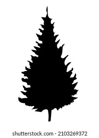 Isolated black tree silhouette symbol on white background. For logos and banners. Vector flat illustration.