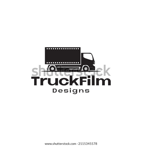 isolated black truck with cinema\
film logo design, vector graphic symbol icon sign\
illustration