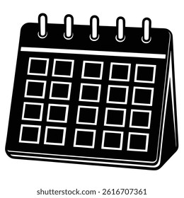 Isolated Black Vector calendar on white background