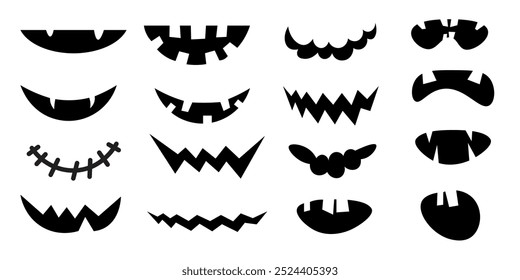 isolated black vector eyes and mouth set. face elements for stickers posters prints mascots designs characters