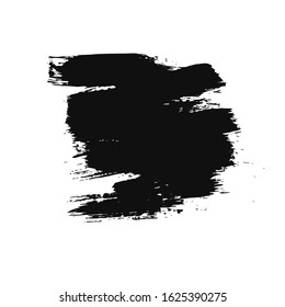 Isolated black vector ink. Paint splash brush shape. Grunge stain for banner, background, card. Vector Illustration