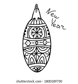 Isolated black and white abstract vector illustration of Christmas decoration