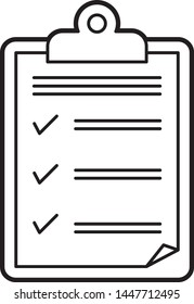 Isolated Black and White Clipboard Line Icon