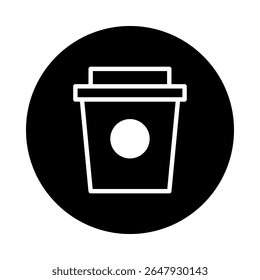 Isolado preto e branco ícone de xícara de café ilustração promovendo conveniência e prazer simples com fundo redondo