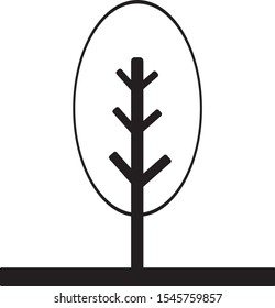 Isolated black and white color trees in lineart style set, forest, park and garden tree flat signs collection