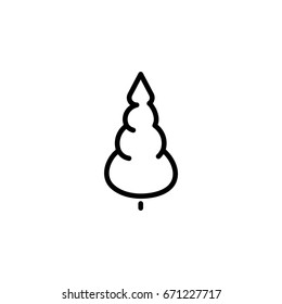 Isolated black and white color trees illustrations. Lineart style vector forest icon and logo set. Park and garden flat signs collection