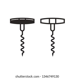 isolated black and white corkscrew vector icon 