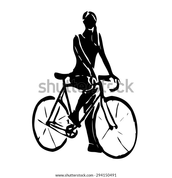 Isolated Black White Cyclist Rider Vector Stock Vector (Royalty Free ...