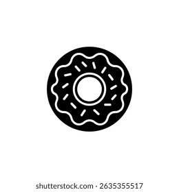 An isolated, black and white doughnut illustration, features glaze, sprinkles, and a transparent background. Perfect for menus, food blogs, or branding.