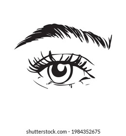 Isolated black and white female eyes. make up icon. hand drawn illustration