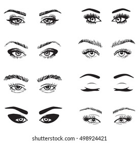 Set Different Female Eyes Long Eyelashes Stock Vector (Royalty Free ...