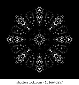 Isolated black and white floral vector seamless pattern. Calligraphic vintage flowers, swirls, lines, curves and ornament. Flourish decorative background