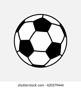 Isolated black white Football or Soccer on grey background. Flat Sports vector illustration.