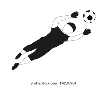 isolated black white goalkeeper safe vector illustration