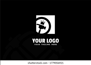 Isolated Black and White Hammer Logogram for your business, company, construction, building corporation, and many more