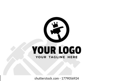 Isolated Black and White Hammer Logogram for your business, company, construction, building corporation, and many more