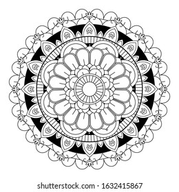isolated black and white mandala art pattern with geometric and ornament details. For coloring, home decor, tattoo,background, graphic design material, wall picture, paper, printed fabric, fashion. 
