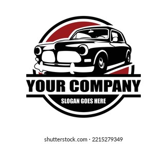 isolated black and white muscle car logo front view vector graphic illustration