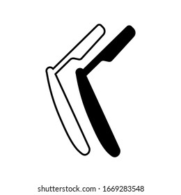 isolated black and white razor icon on a white background, barbershop vector tool