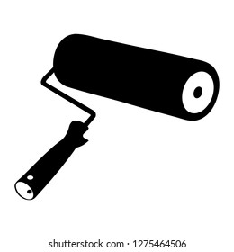 Isolated black and white roller brush as a flat icon - Eps10 vector graphics and illustration