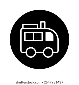 Isolated black and white school bus icon illustration perfect for educational material and transportation related designs offering clean visuals