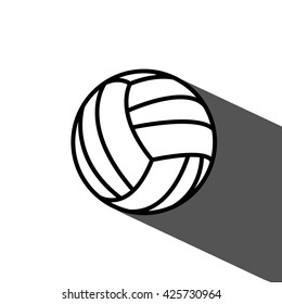 Isolated Black White / silhouette Volley ball with long shadow. Flat Sports vector illustration, image, jpeg.