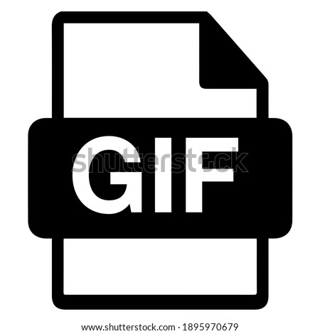 isolated, black and white, simple, minimalist gif file icon on white background.