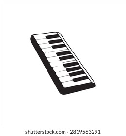 Isolated black and white smartphone with piano keyboard interface design