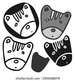 Isolated black and white vector illustration design set of lined cute ornamental abstract tiger cats. The design is perfect for textiles, backgrounds, decorations, wallpaper, wrapping paper, banner