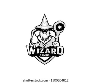 Isolated black and white wizard vector