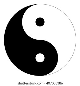 Símbolo aislado en blanco y negro "Yin Yang" de armonía y equilibrio en la filosofía china sobre un fondo blanco - Gráficos e ilustración Eps10 Vector