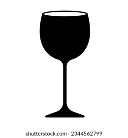 Isolated black wine glass icon flat vector illustration logo clipart