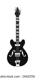 Isolated black-and-white guitar musical instrument