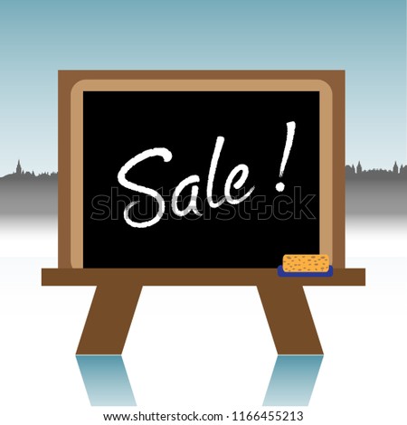 Isolated blackboard and the word sale written with white letters on the blackboard. Sales theme