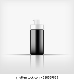 Isolated blank black cosmetic pump top bottle on white background (vector)