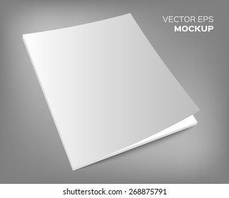 Isolated Blank Brochure Or Magazine Mockup On Grey Background. Vector EPS 10 Illustration.