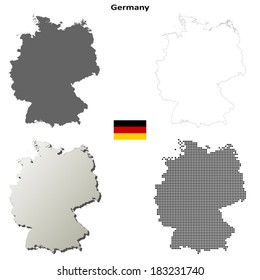 Isolated blank contour maps of Germany - vector version