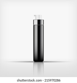 Isolated blank cosmetic black pump top bottle on white background (vector) 