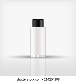 Isolated Blank Cosmetic Bottle With Black Cap On White Background (vector)