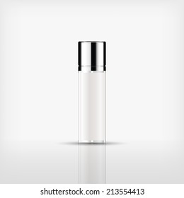 Isolated Blank Cosmetic Bottle With Silver Cap On White Background (vector)