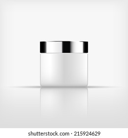 Isolated blank cosmetic bottle with silver cap on white background (vector) 