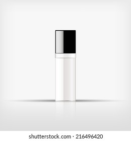 Isolated blank cosmetic glass bottle with white band on white background (vector) 