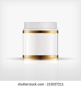 Isolated blank cosmetic gold bottle with white cap on white background (vector) 