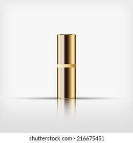 Isolated blank cosmetic gold bottle with gold band on white background (vector)