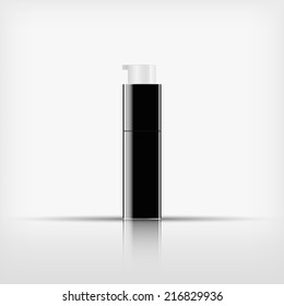 Isolated blank cosmetic pump top black bottle on white background (vector) 