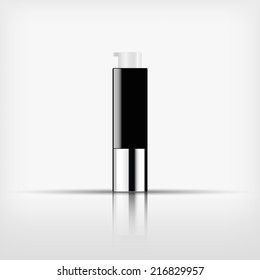 Isolated blank cosmetic pump top black bottle with silver on white background (vector) 
