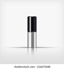 Isolated blank cosmetic silver and black bottle on white background (vector)