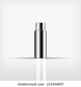 Isolated blank cosmetic silver bottle on white background (vector) 