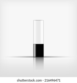 Isolated blank cosmetic white bottle with black cap on white background (vector) 