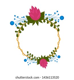 Isolated blank floral frame over a white background - Vector